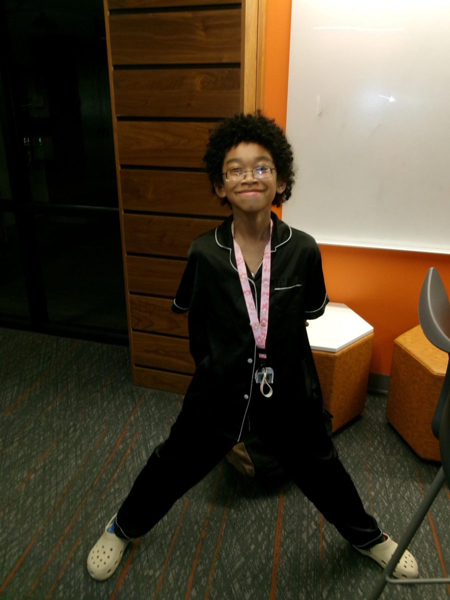 Pajama Party! Kairo Laster, 8, gets dressed in his finest bedwear for Pajama Day during Red Ribbon Week on Oct. 30. Students wore their favorite pajamas to show that they’ll sleep on drugs. “I enjoyed getting to dress up,” Laster said.